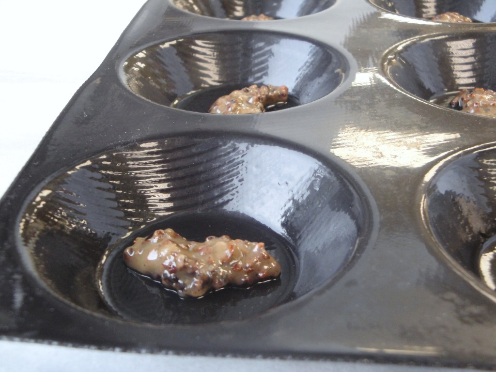 Cocoa Nib Tuile batter in silicone mold