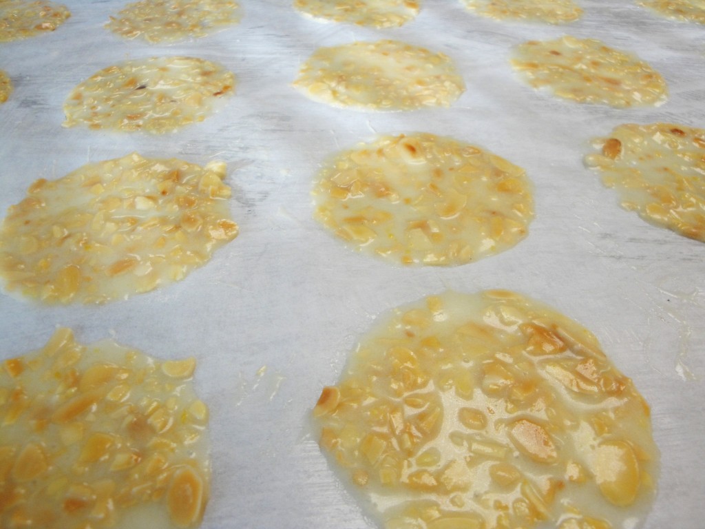 Almond tuiles before baking