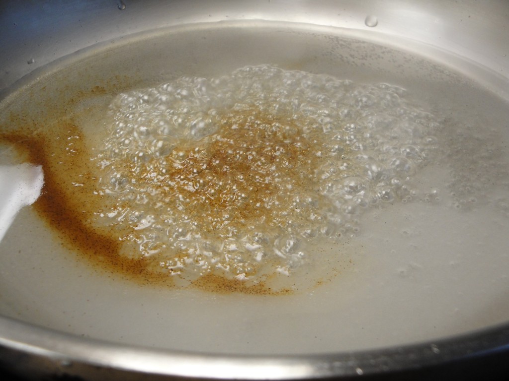 boiling sugar and vanilla