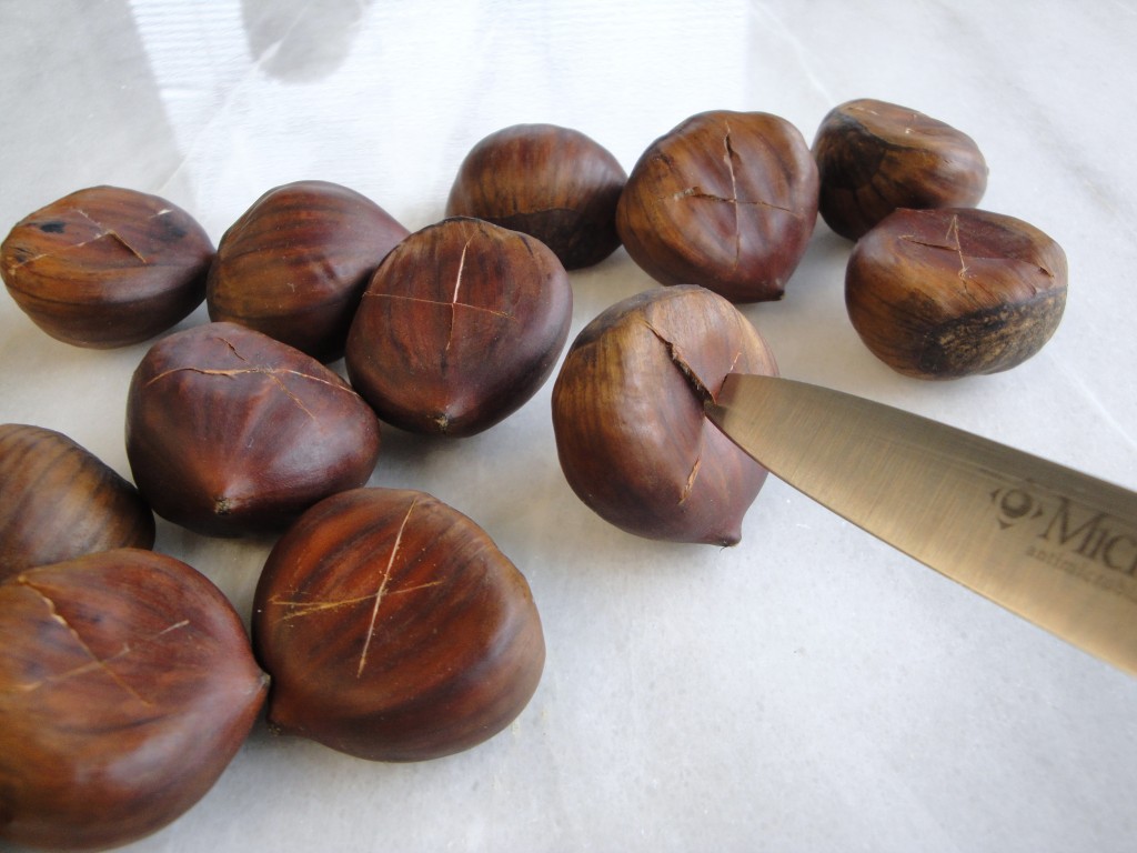 peeling chestnuts