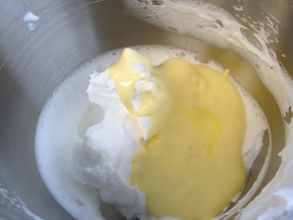 stiff whipped egg whites and egg yolk